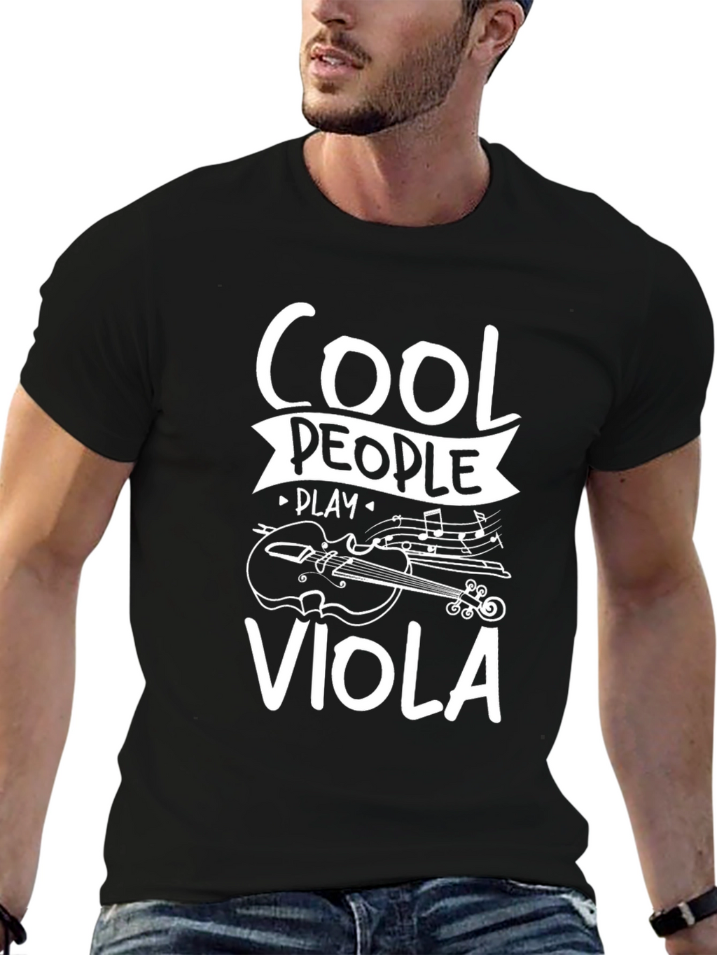 Cool People Play Viola Black Graphic T-Shirt