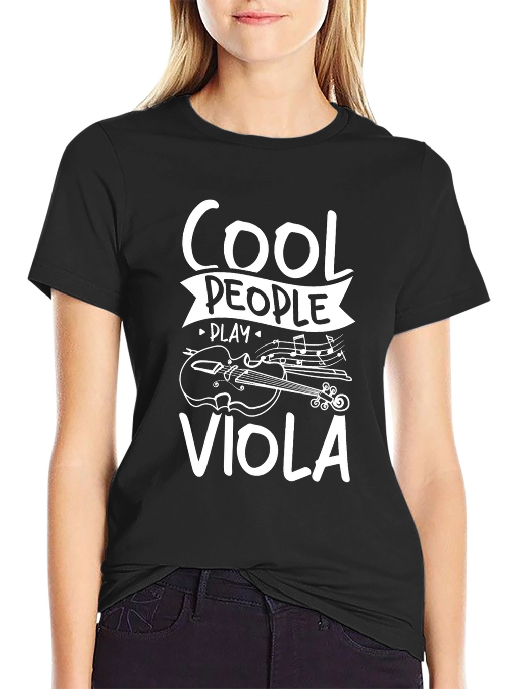 Cool People Play Viola Black Graphic T-Shirt