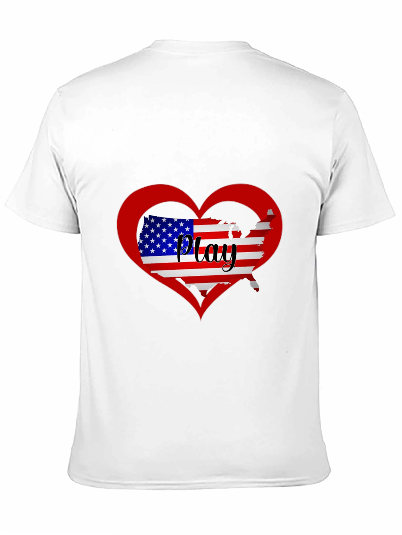 Patriotic Play Heart USA Map Graphic Tee