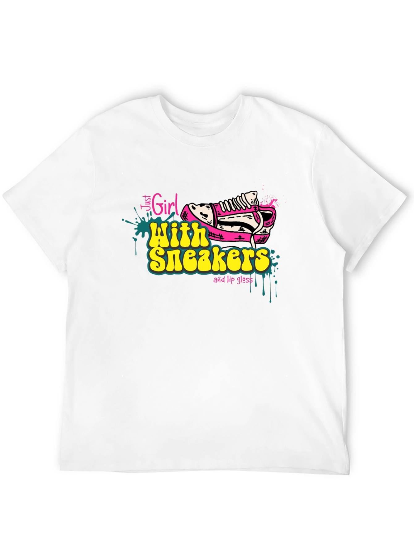 Girl with Sneakers Graphic Tee - Trendy T-Shirt