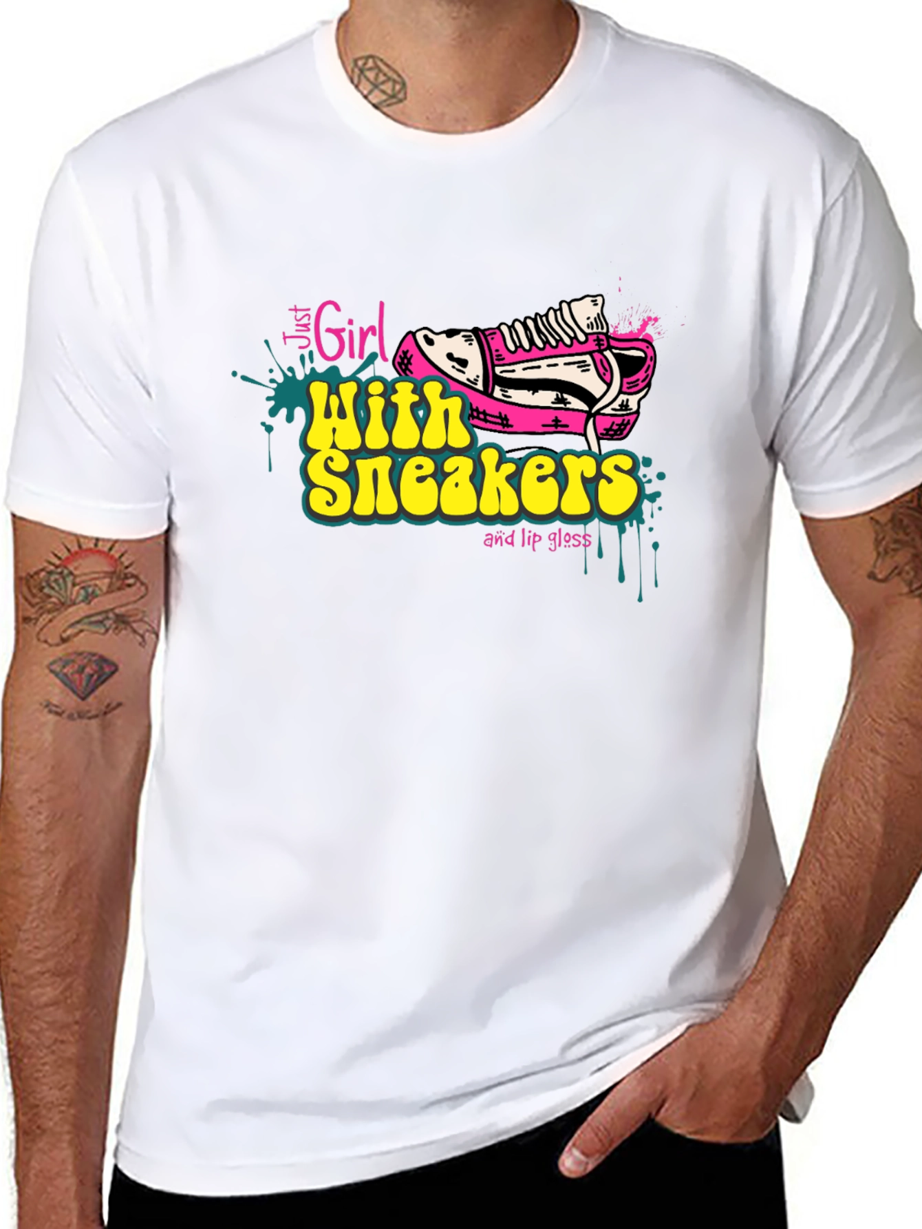 Girl with Sneakers Graphic Tee - Trendy T-Shirt