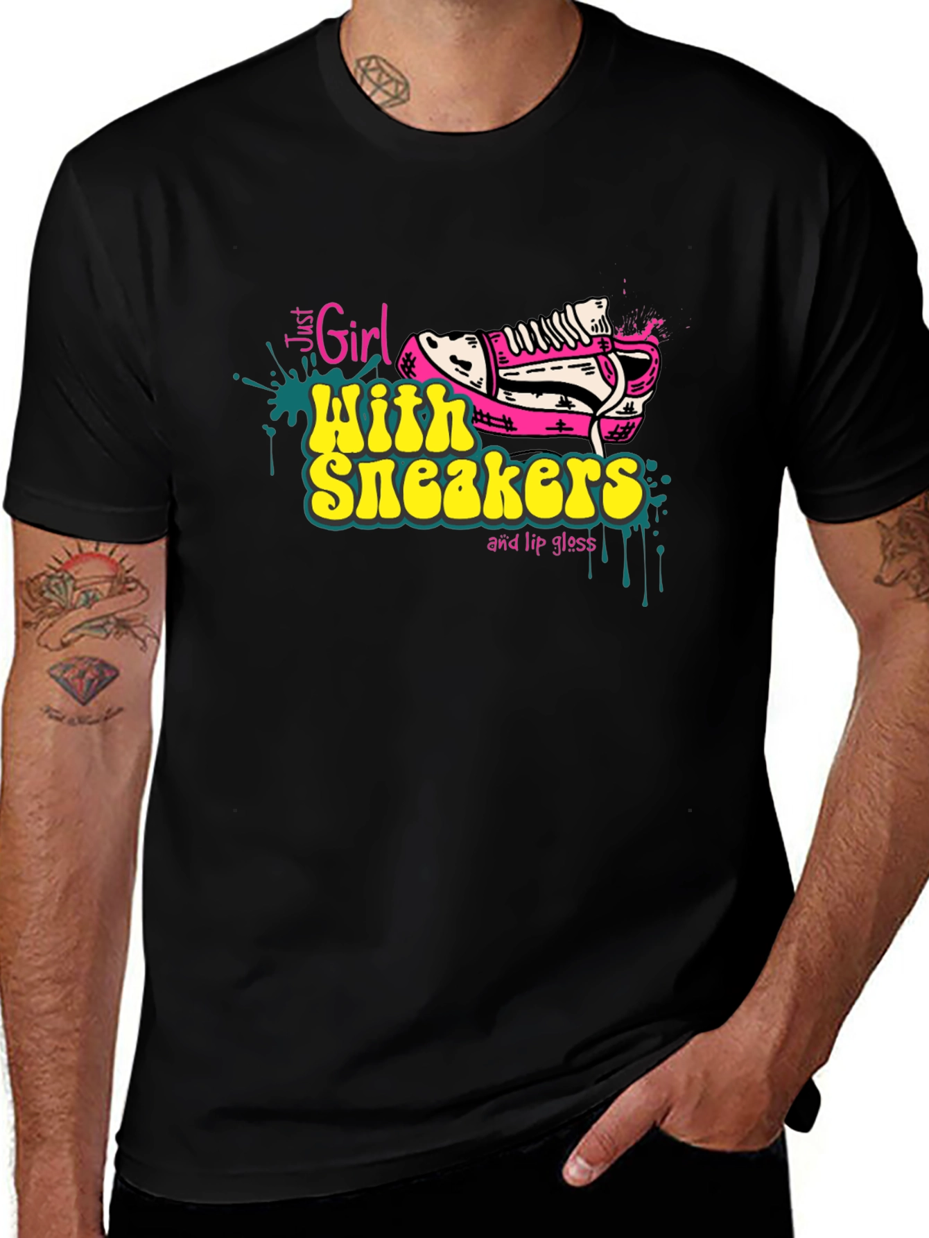 Girl with Sneakers Graphic Tee - Trendy T-Shirt