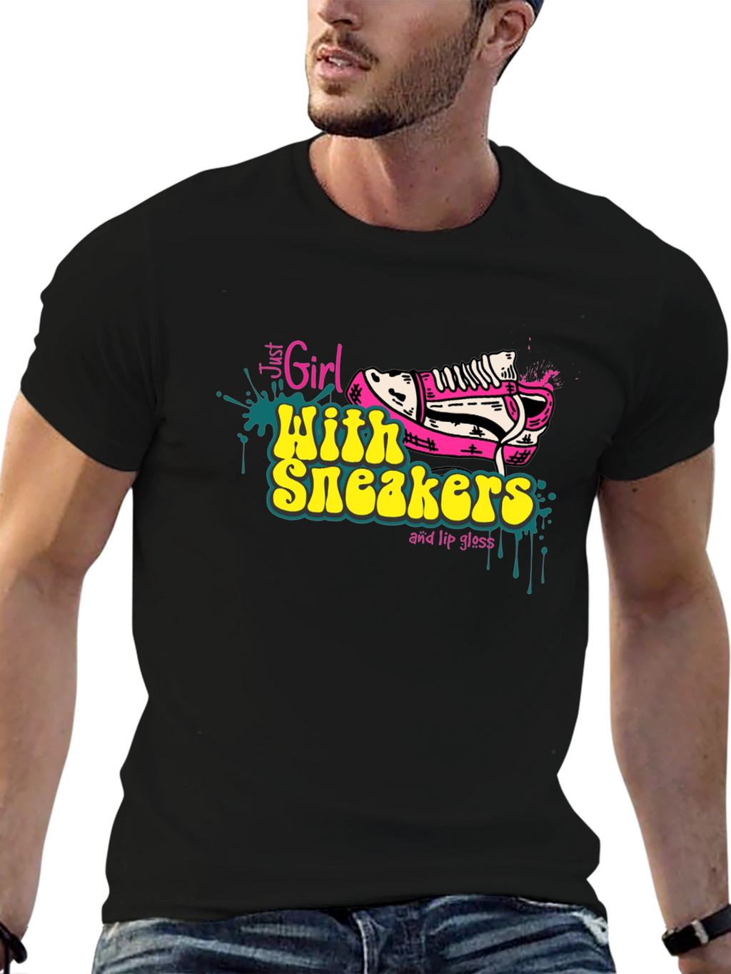 Girl with Sneakers Graphic Tee - Trendy T-Shirt