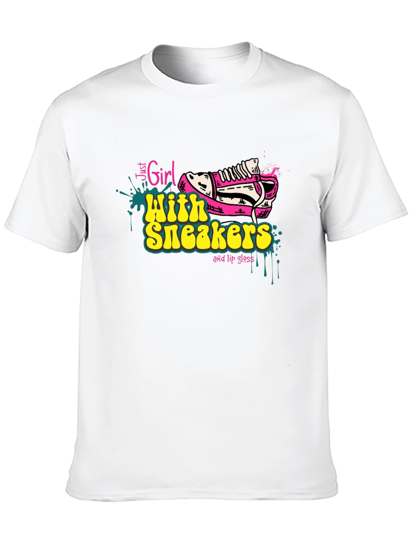 Girl with Sneakers Graphic Tee - Trendy T-Shirt