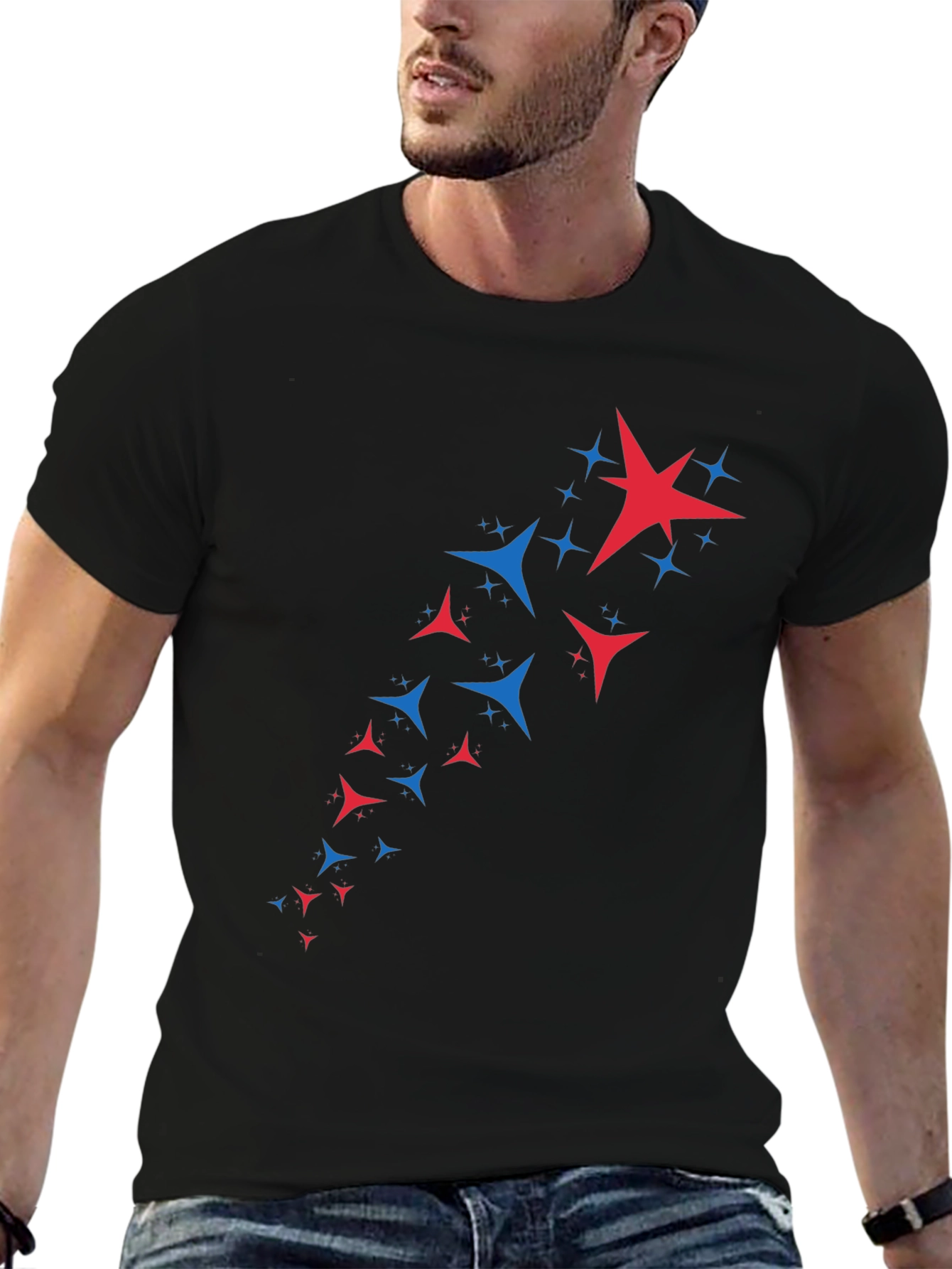 Star Pattern Black T-Shirt