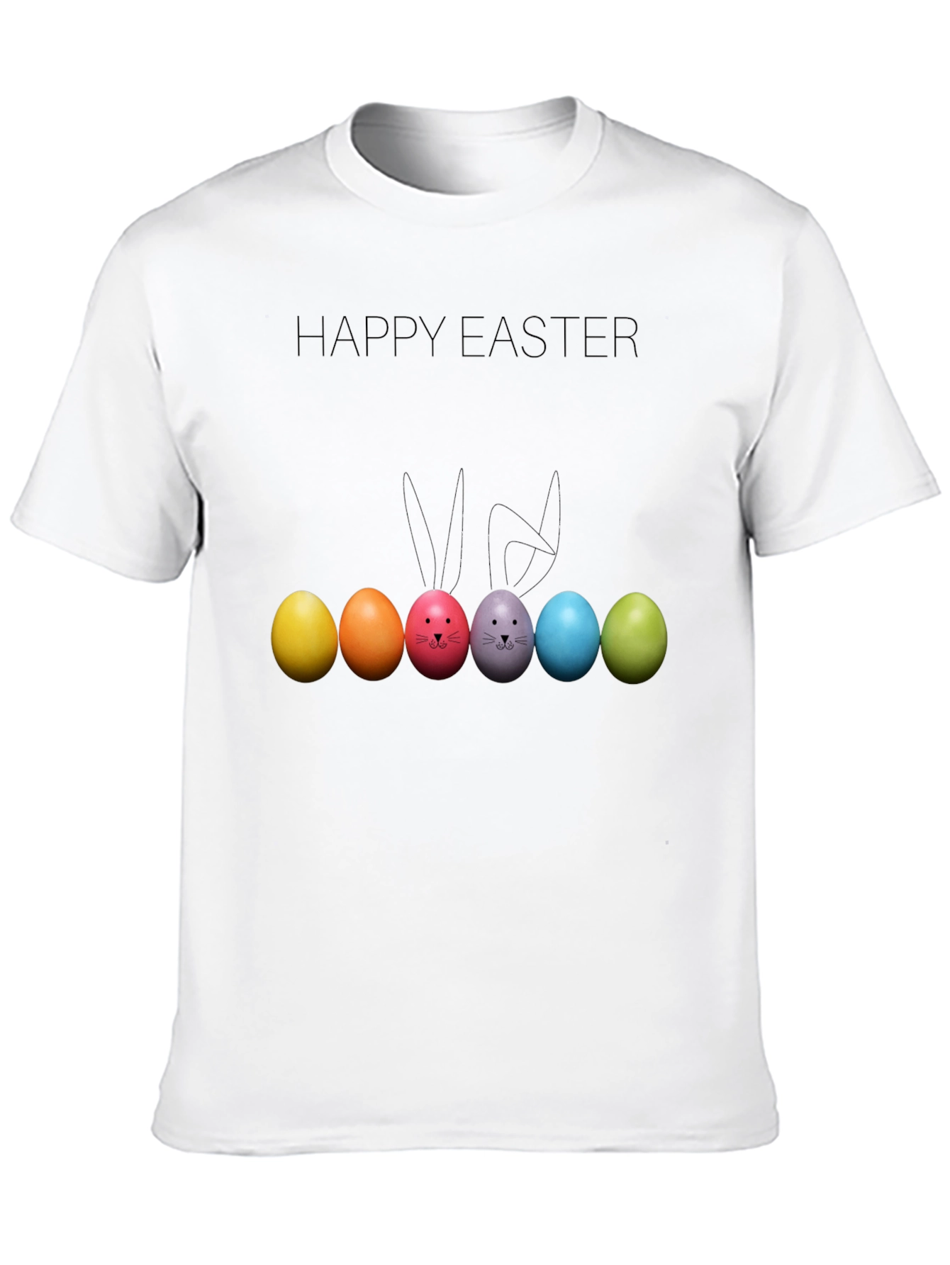 Happy Easter Bunny Ears Colorful Eggs T-Shirt
