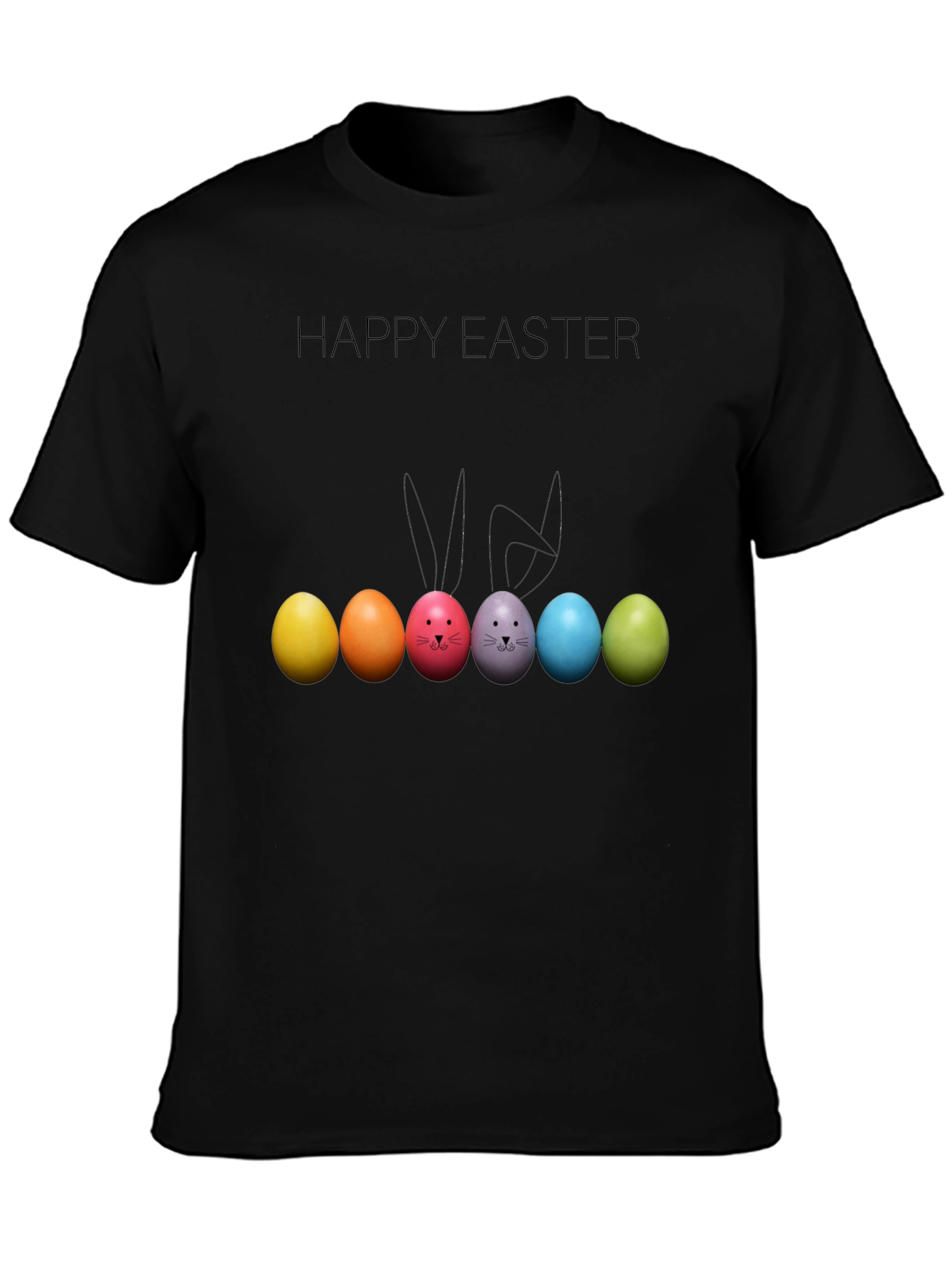 Happy Easter Bunny Ears Colorful Eggs T-Shirt