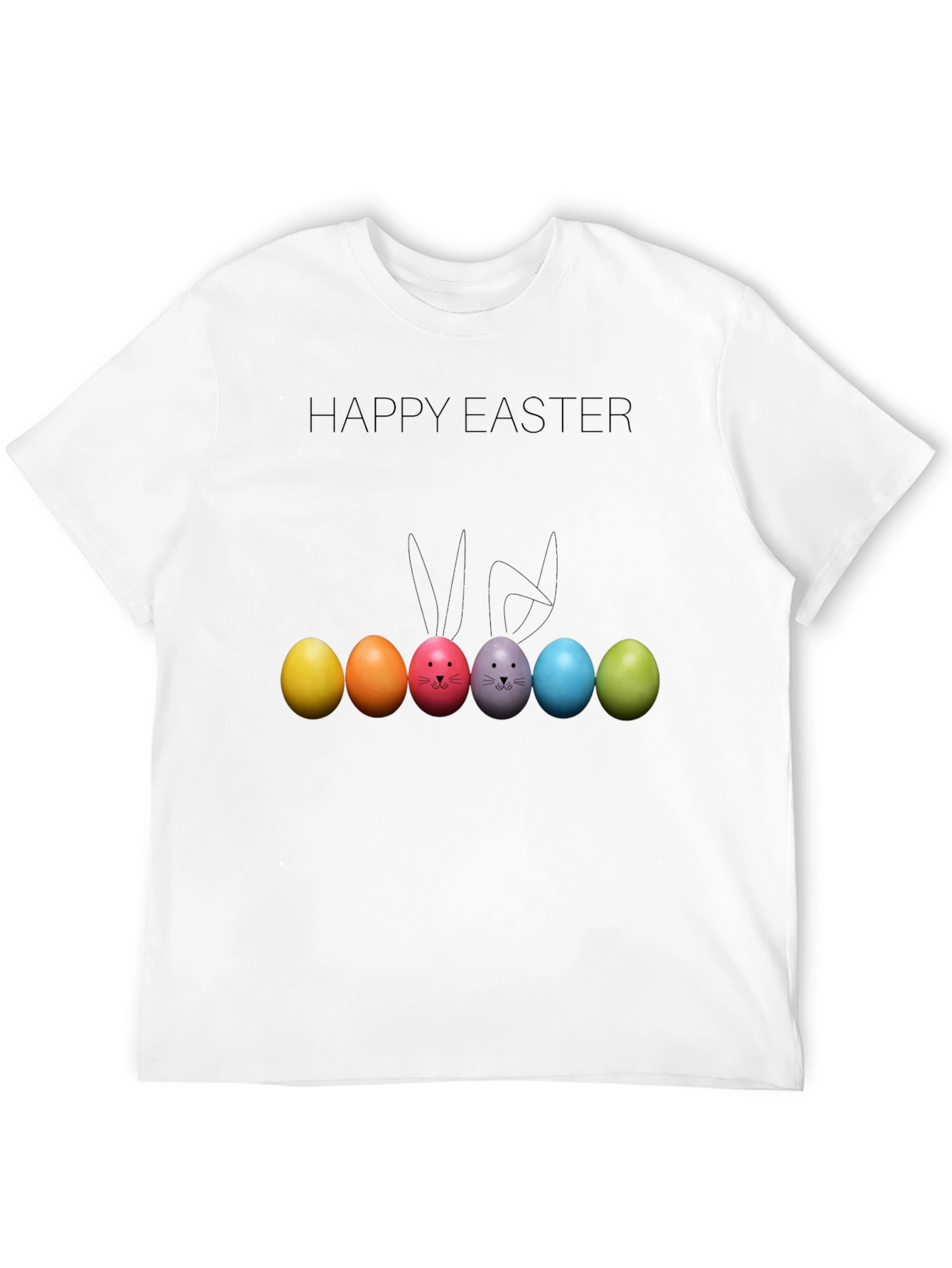 Happy Easter Bunny Ears Colorful Eggs T-Shirt