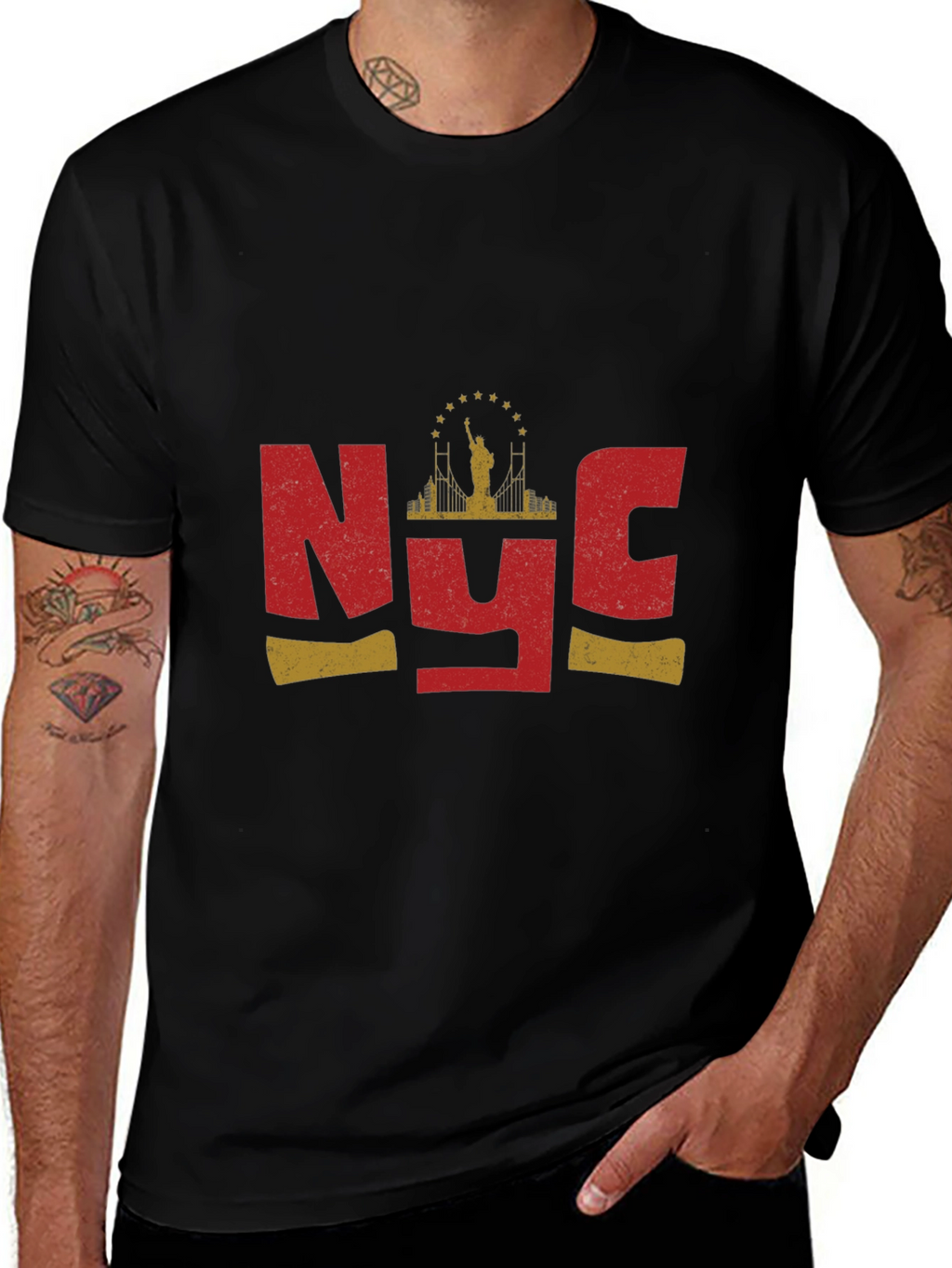 NYC Statue of Liberty Graphic T-Shirt - Black