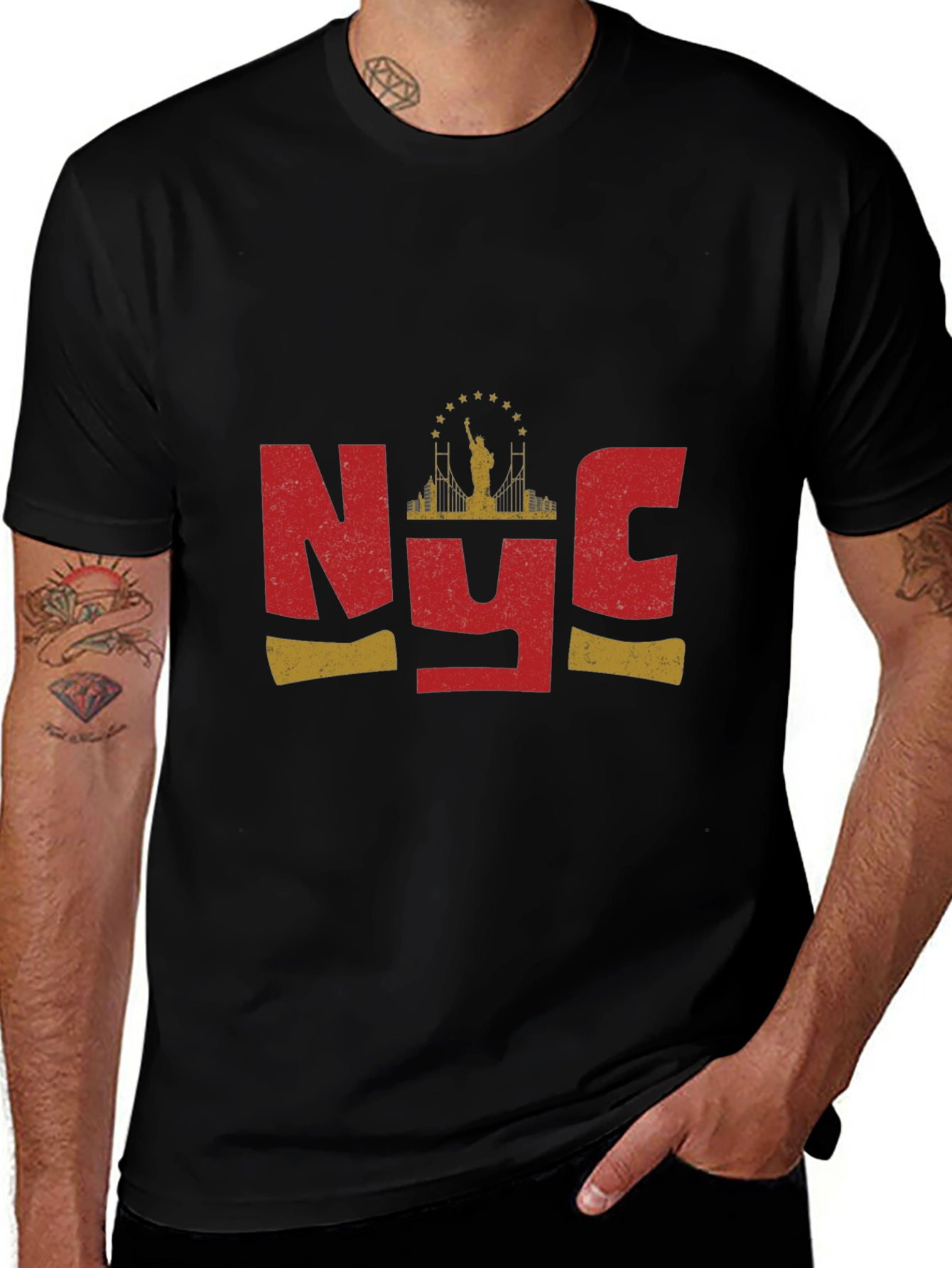 NYC Statue of Liberty Graphic T-Shirt - Black