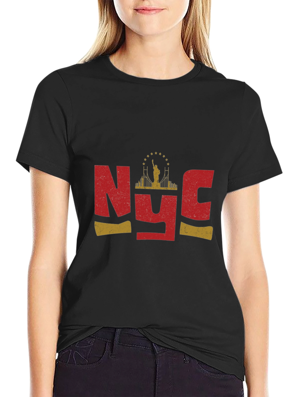 NYC Statue of Liberty Graphic T-Shirt - Black