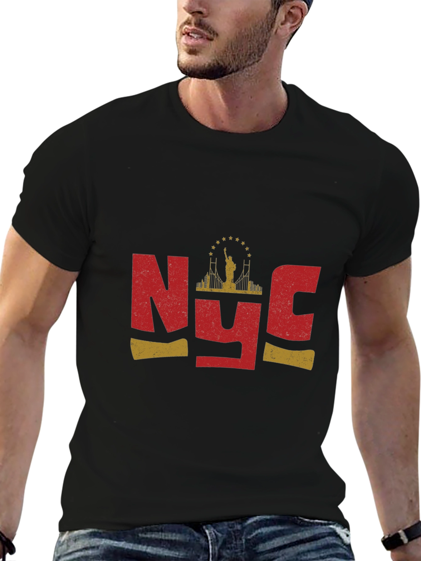 NYC Statue of Liberty Graphic T-Shirt - Black