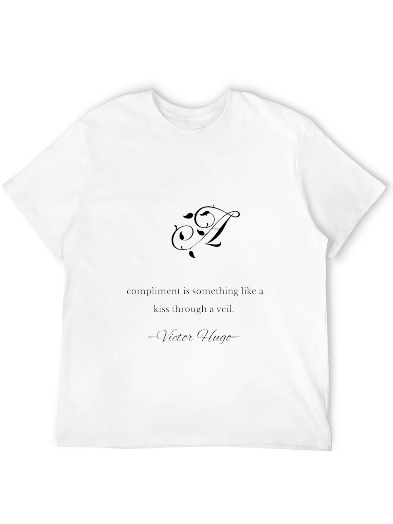 Elegant Black Tee with Literary Quote - Victor Hugo