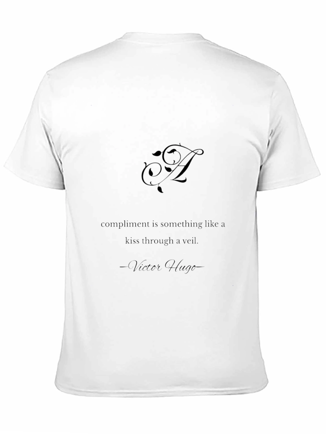 Elegant Black Tee with Literary Quote - Victor Hugo