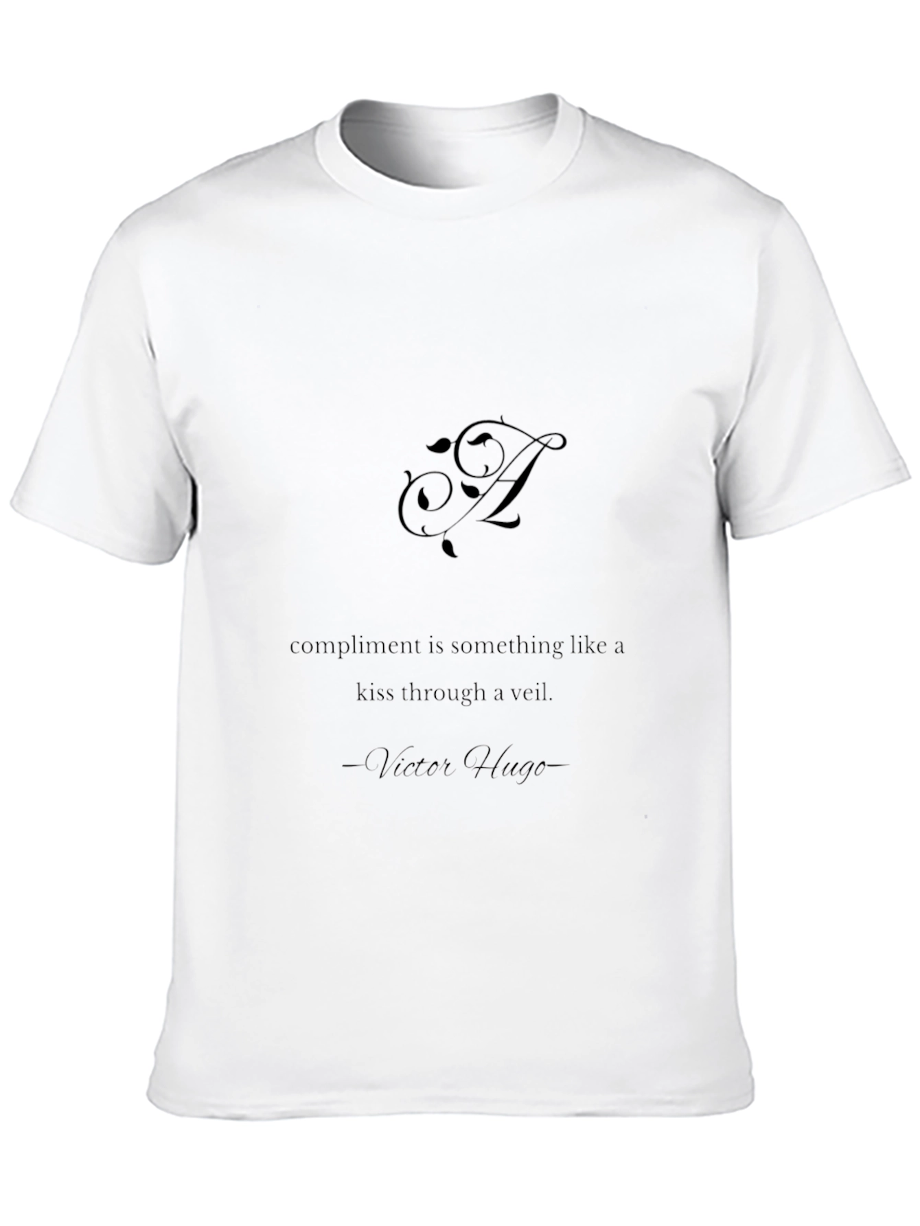 Elegant Black Tee with Literary Quote - Victor Hugo