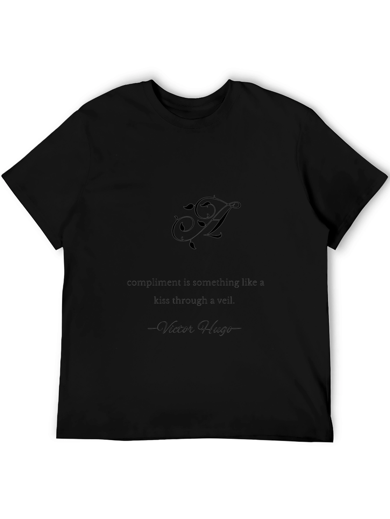 Elegant Black Tee with Literary Quote - Victor Hugo