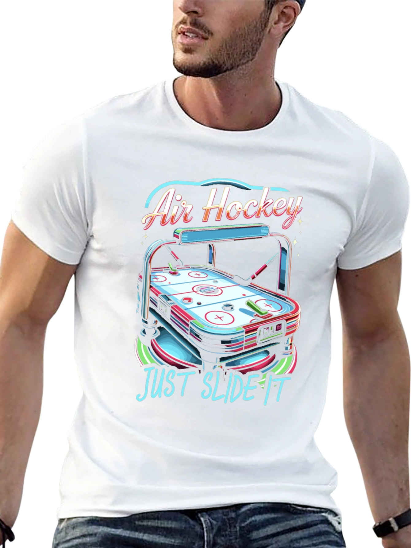 Air Hockey T-Shirt - Just Slide It Graphic Tee