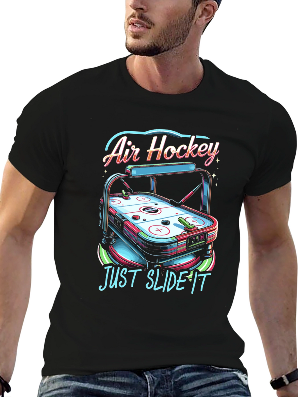 Air Hockey T-Shirt - Just Slide It Graphic Tee