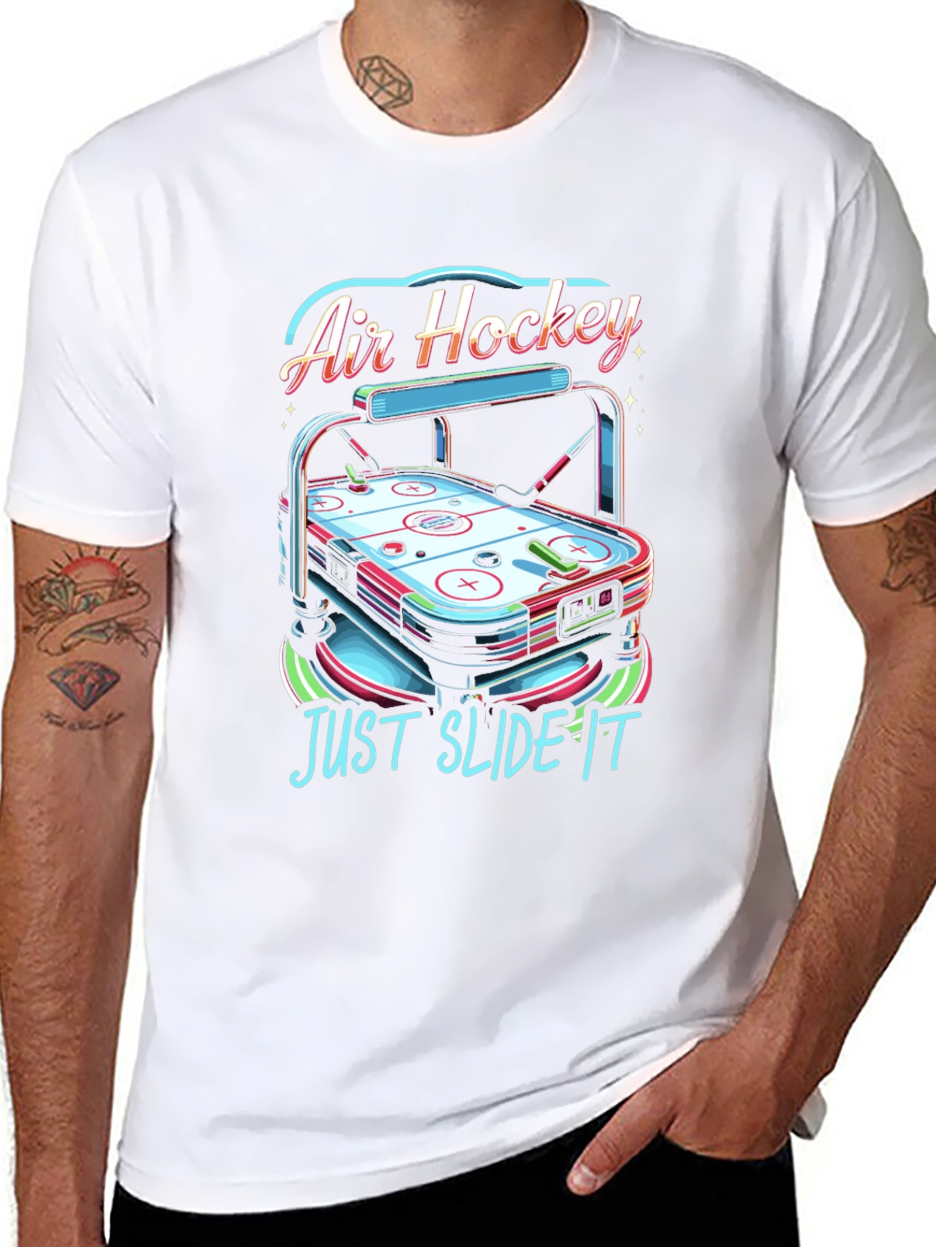 Air Hockey T-Shirt - Just Slide It Graphic Tee