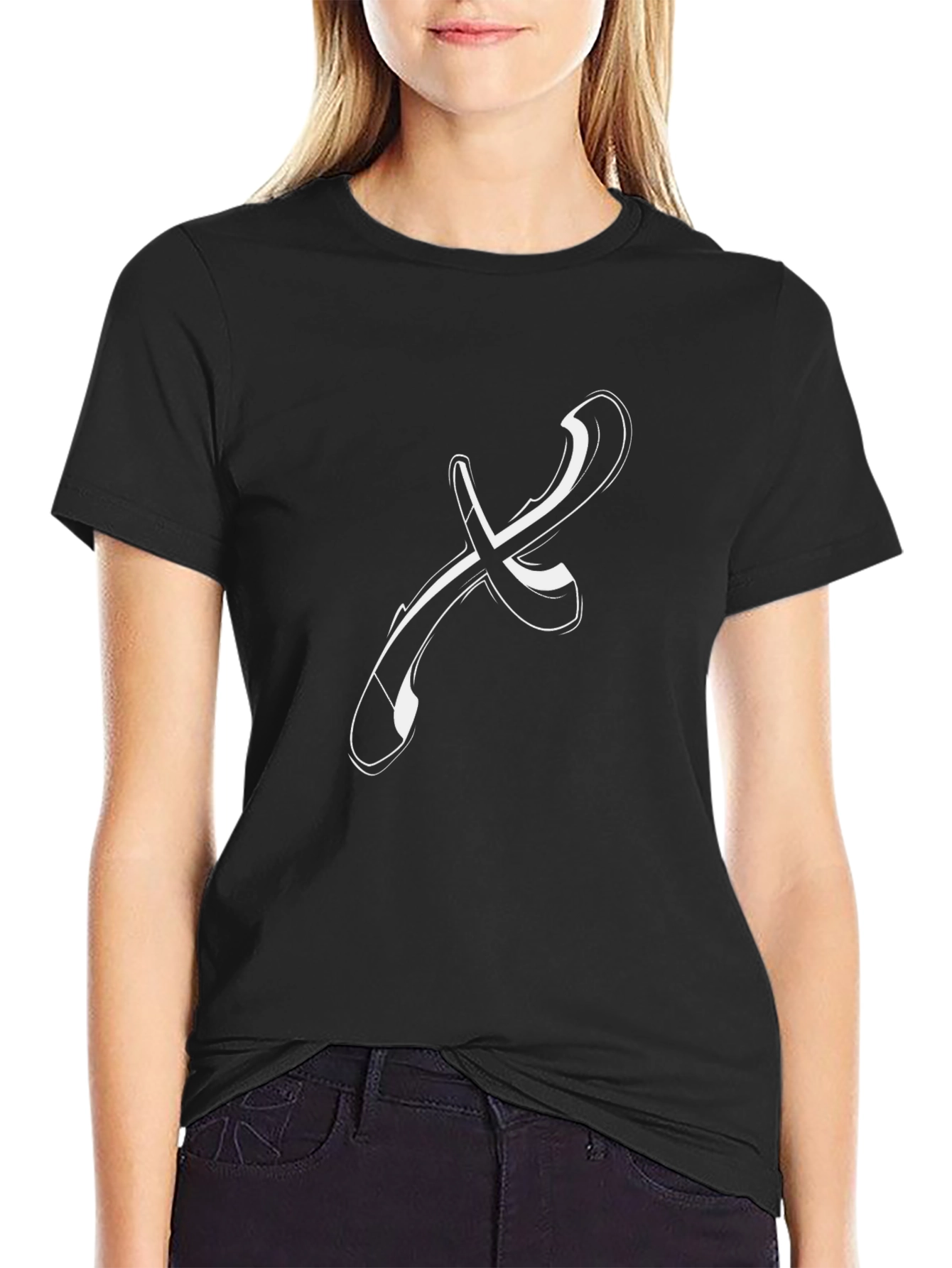 Abstract X Graphic Tee - Stylish Black Cotton T-Shirt