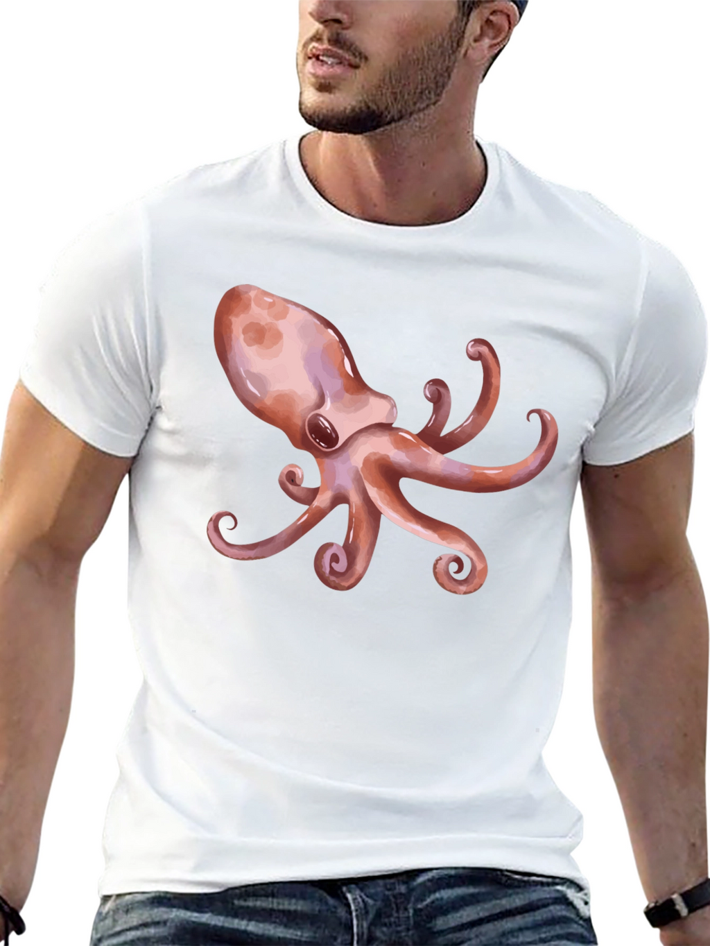 Octopus Graphic Print Black T-Shirt