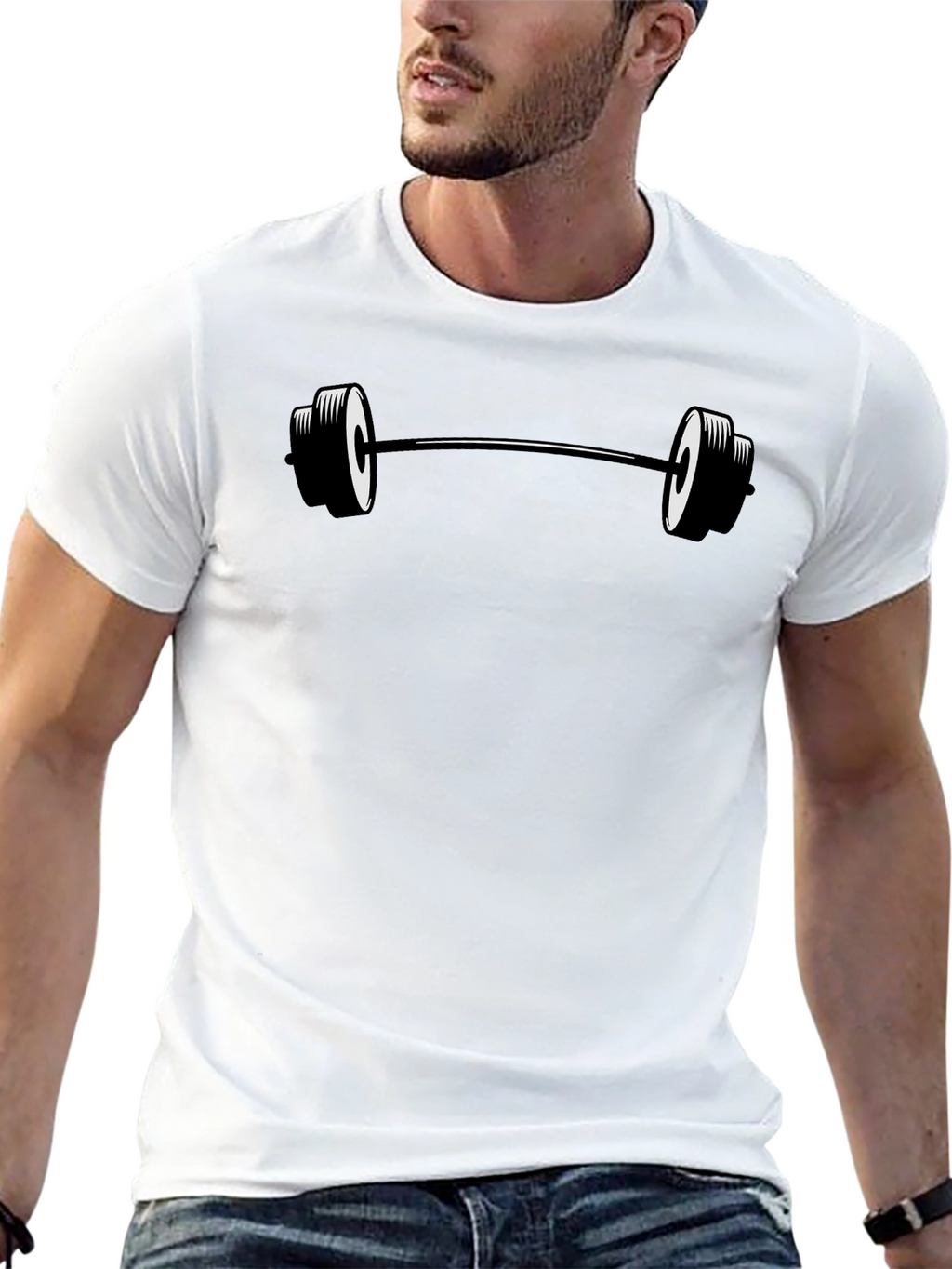 Black Barbell Graphic T-Shirt - Fitness Apparel