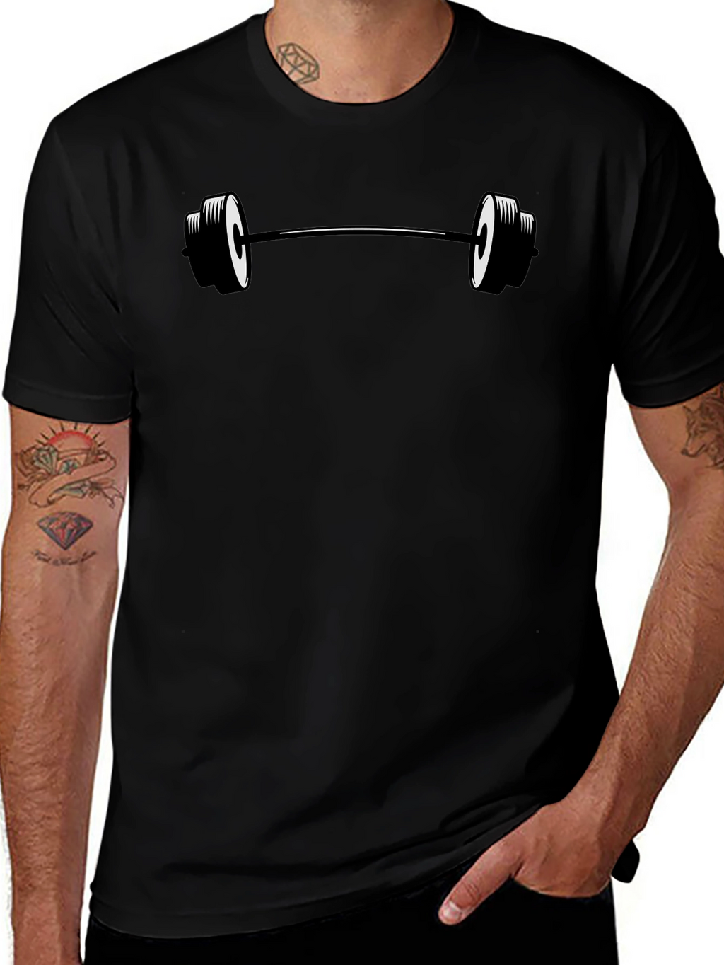Black Barbell Graphic T-Shirt - Fitness Apparel