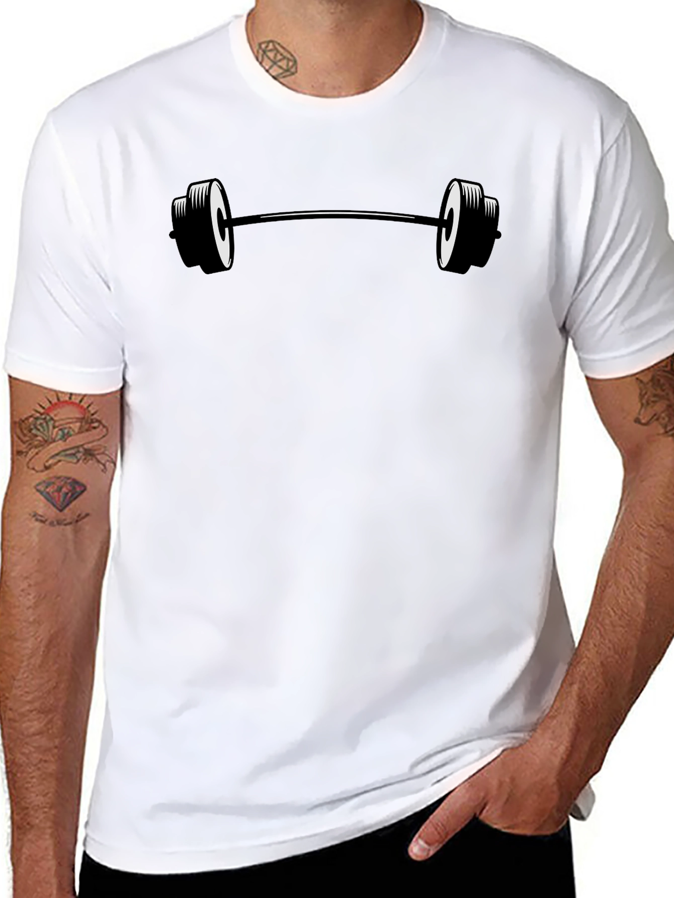 Black Barbell Graphic T-Shirt - Fitness Apparel