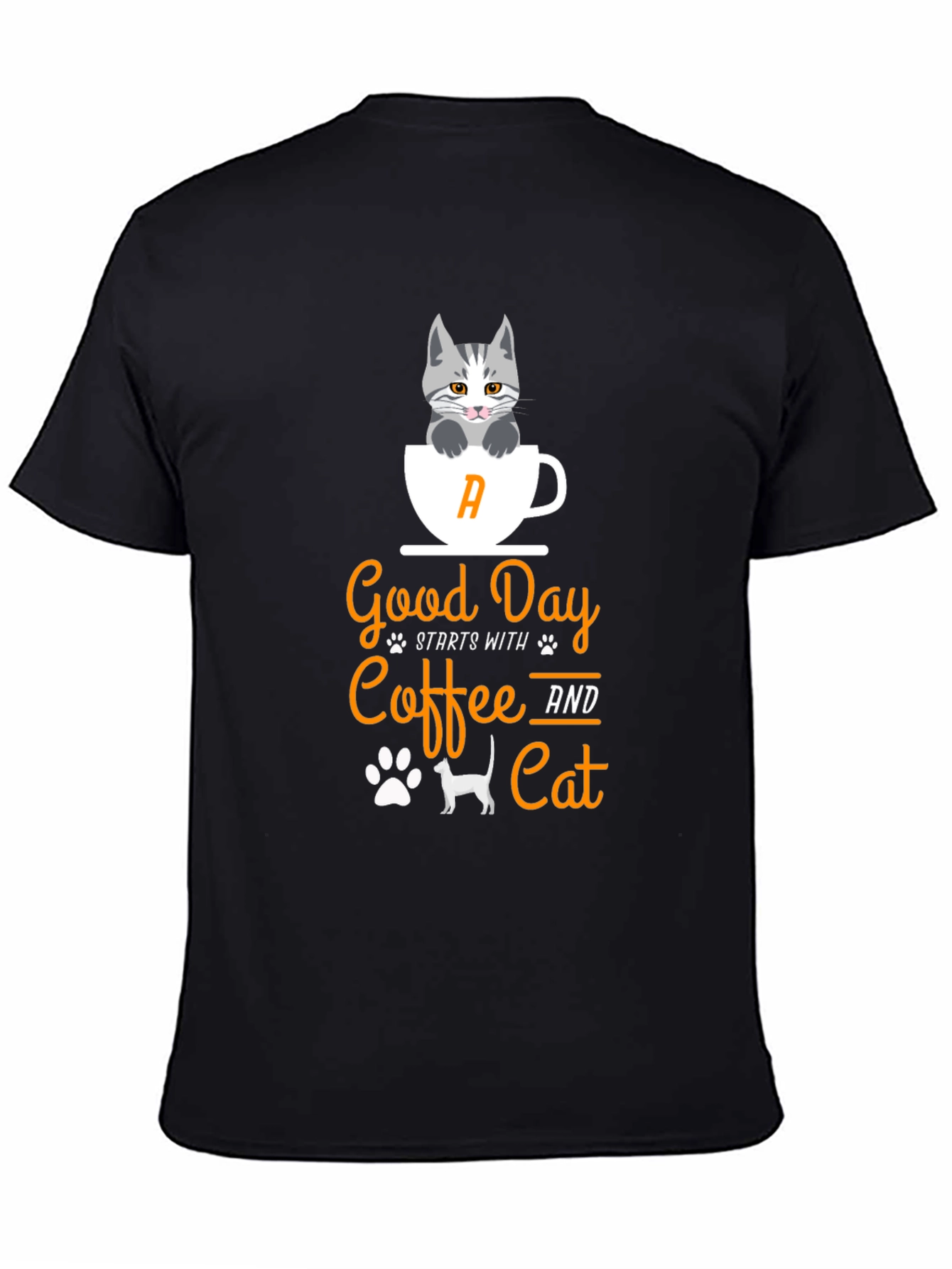 Coffee & Cat T-Shirt - Good Day Starts With...