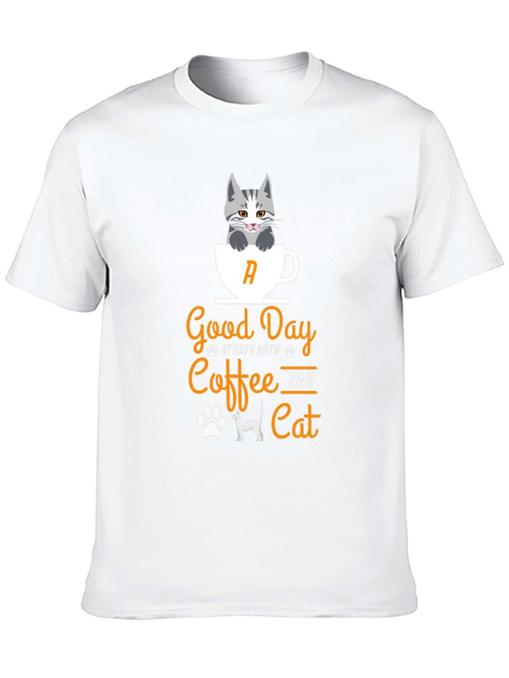 Coffee & Cat T-Shirt - Good Day Starts With...