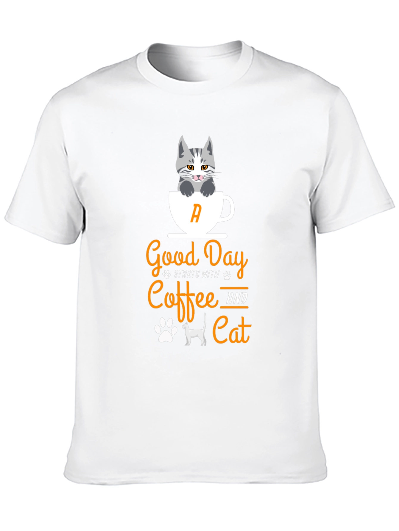 Coffee & Cat T-Shirt - Good Day Starts With...