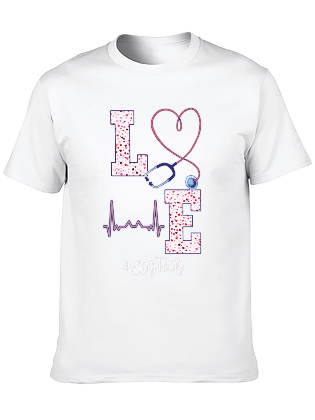 Love EKG Tech T-Shirt - Heart Stethoscope Design
