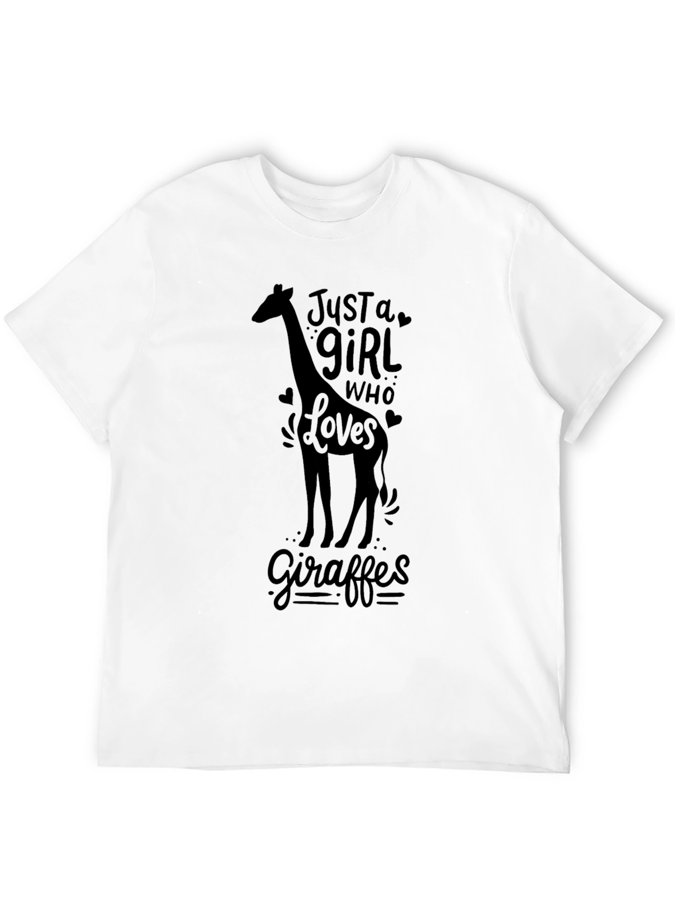 Just a Girl Who Loves Giraffes - Black T-Shirt