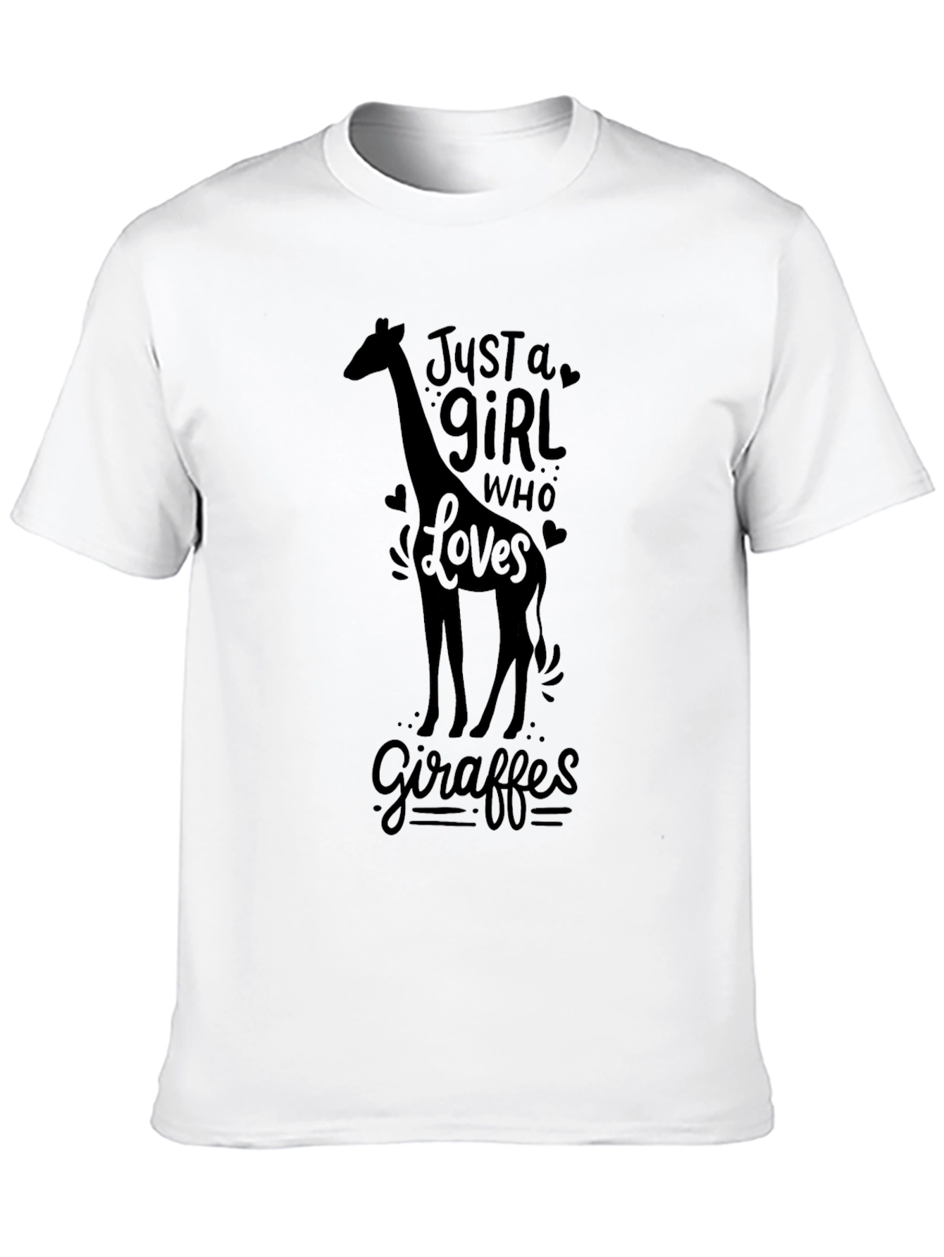 Just a Girl Who Loves Giraffes - Black T-Shirt