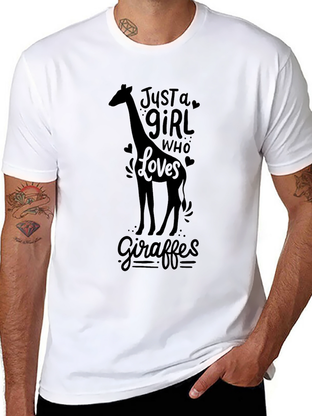 Just a Girl Who Loves Giraffes - Black T-Shirt