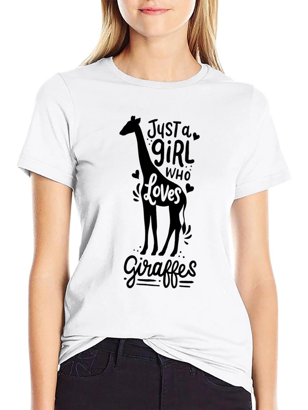 Just a Girl Who Loves Giraffes - Black T-Shirt