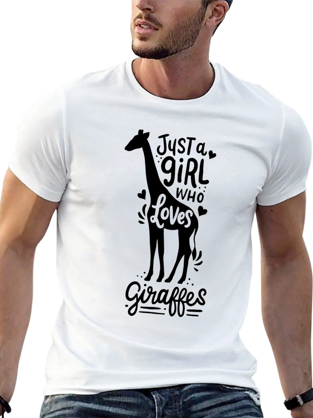 Just a Girl Who Loves Giraffes - Black T-Shirt
