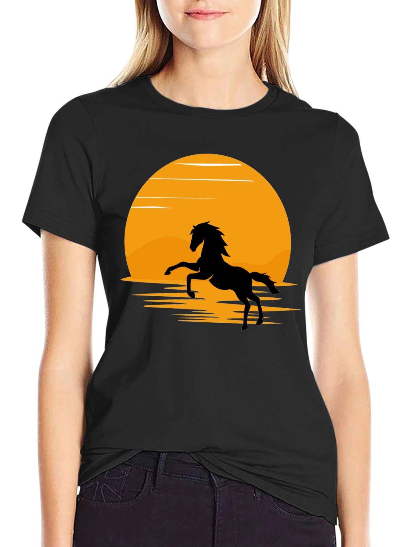 Silhouette Horse T-Shirt - Black Sun Design