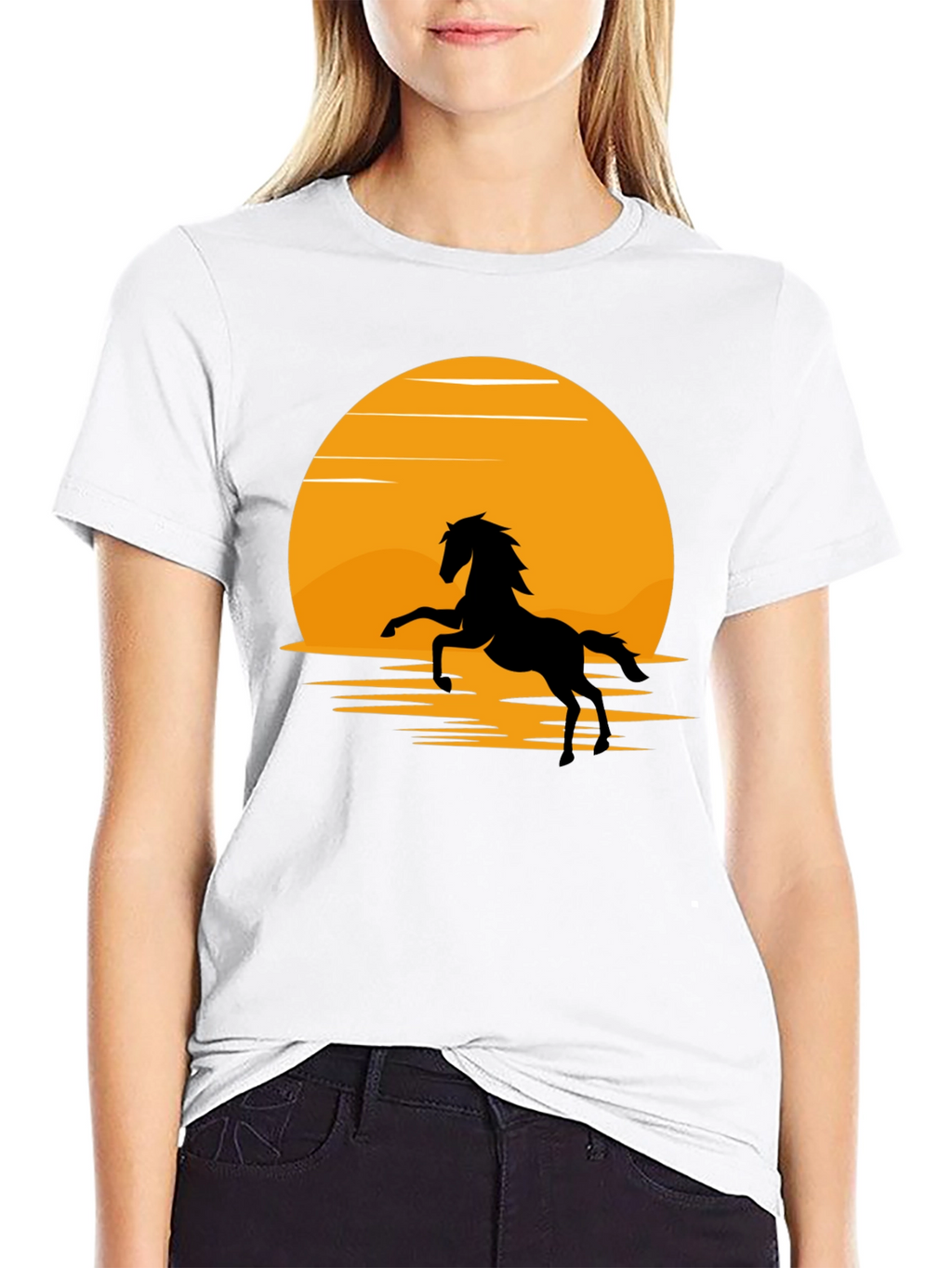 Silhouette Horse T-Shirt - Black Sun Design