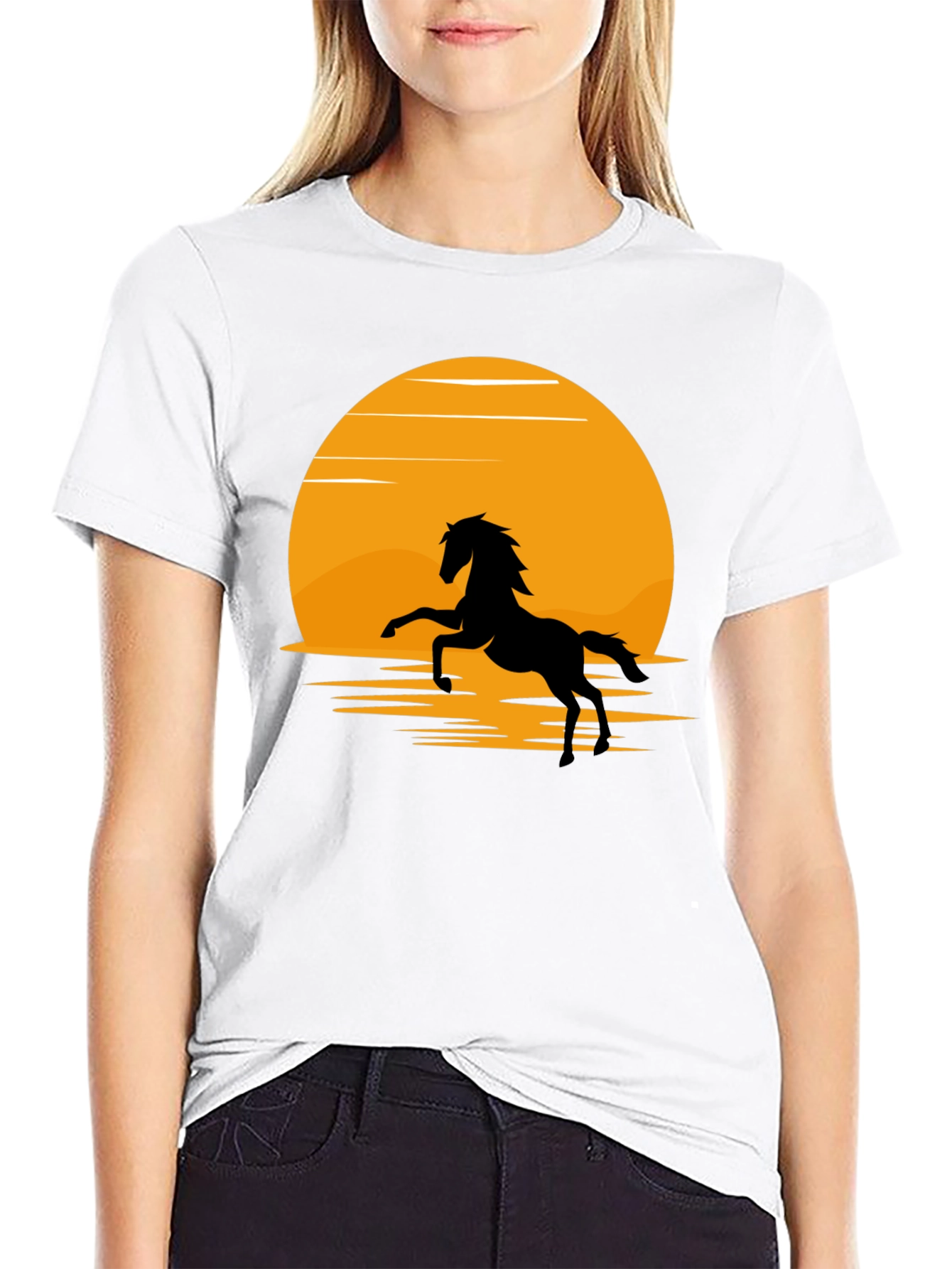Silhouette Horse T-Shirt - Black Sun Design