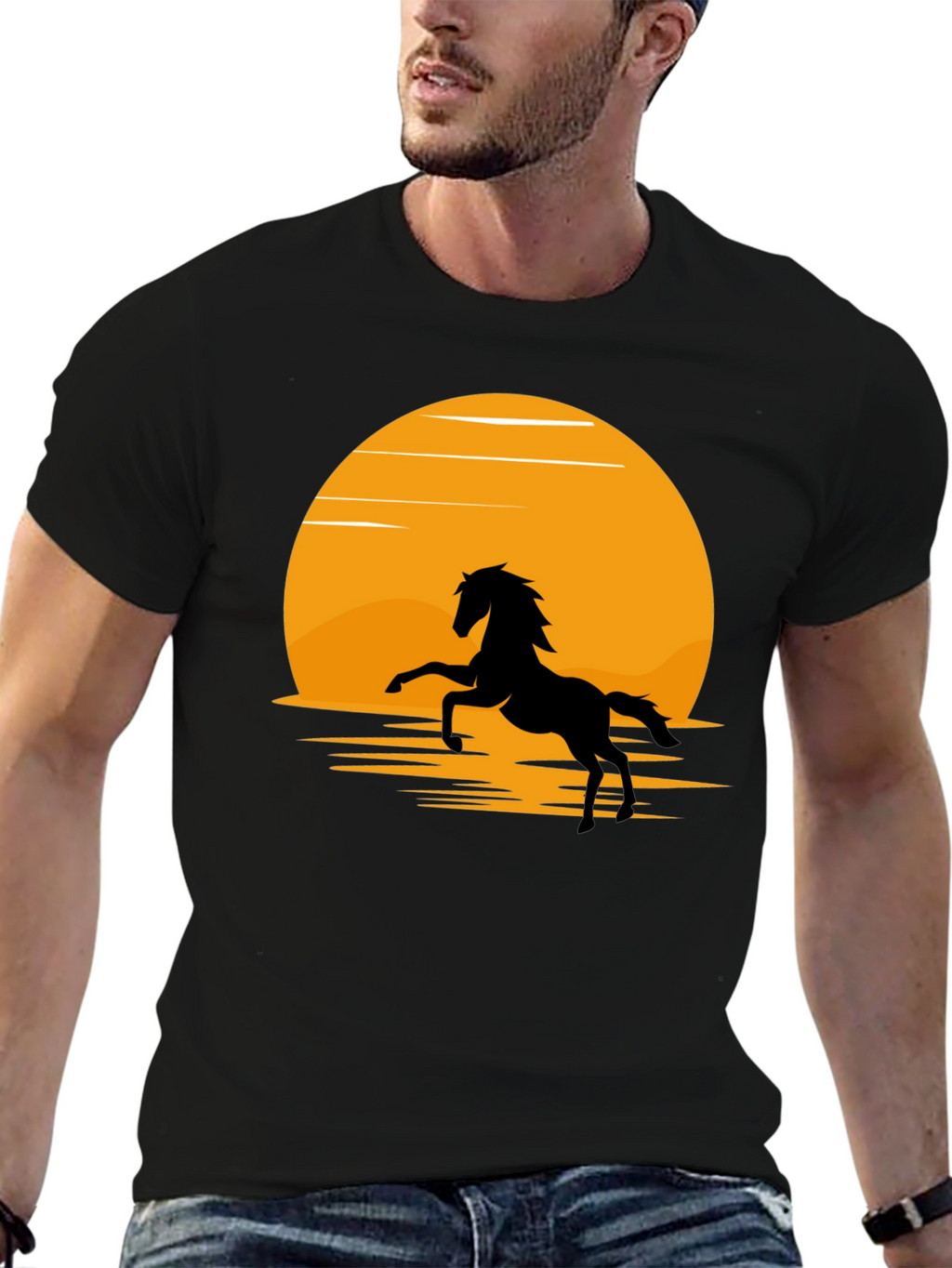 Silhouette Horse T-Shirt - Black Sun Design