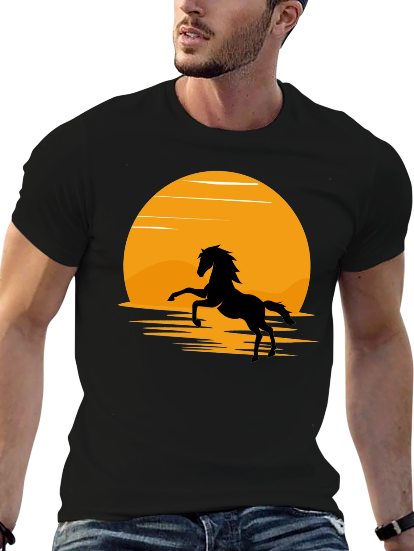 Silhouette Horse T-Shirt - Black Sun Design