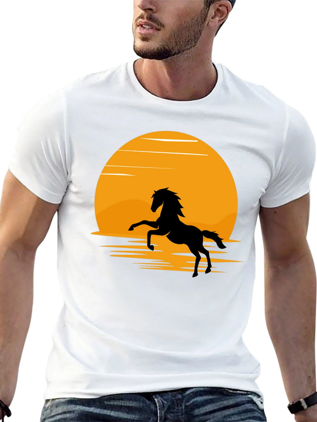 Silhouette Horse T-Shirt - Black Sun Design