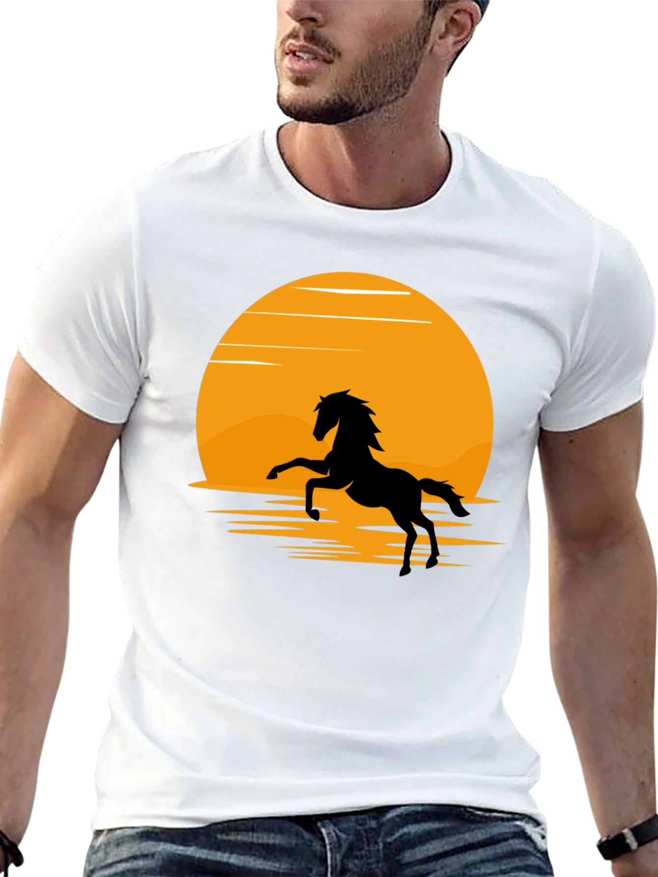 Silhouette Horse T-Shirt - Black Sun Design
