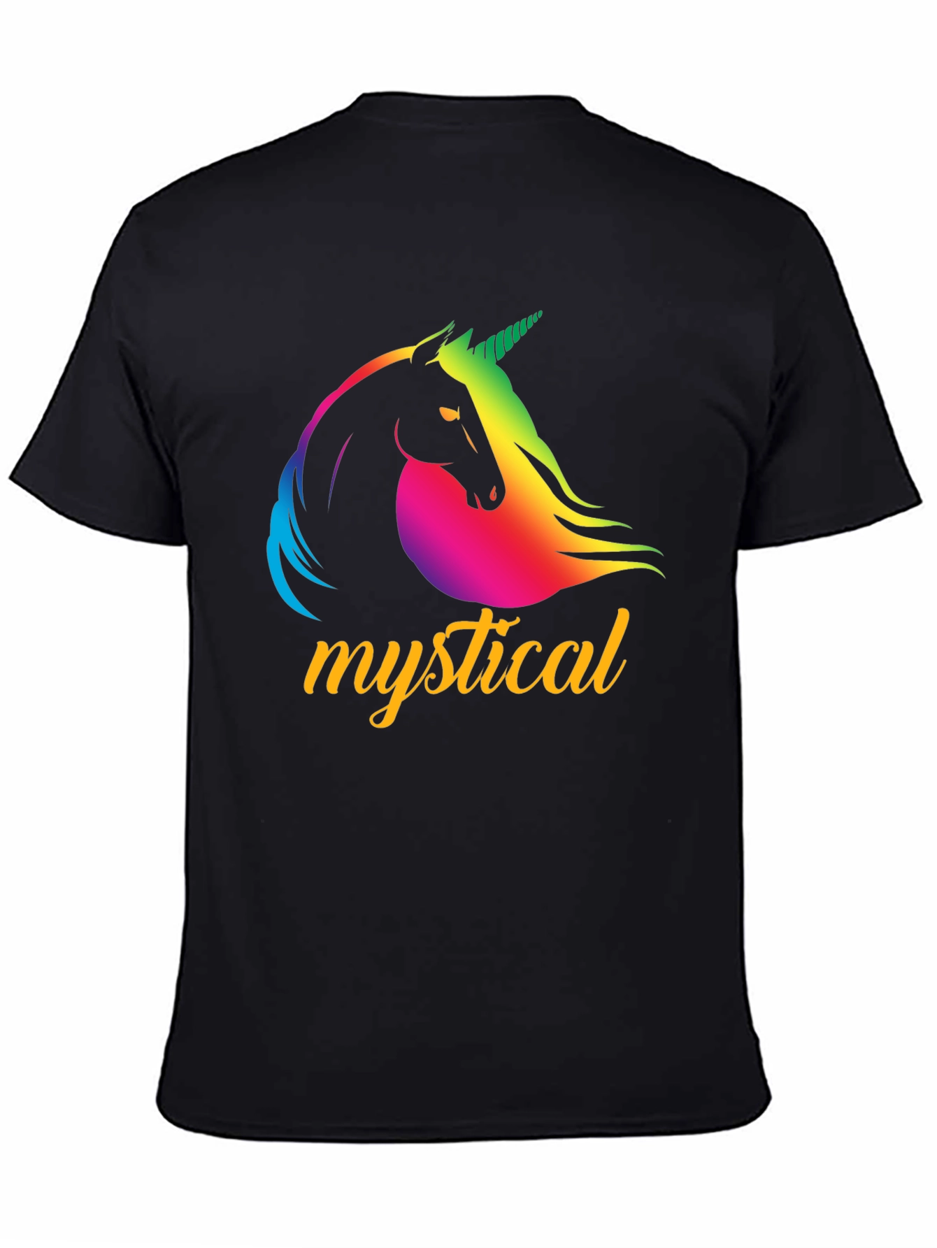Mystical Unicorn Graphic Tee - Black Cotton T-Shirt