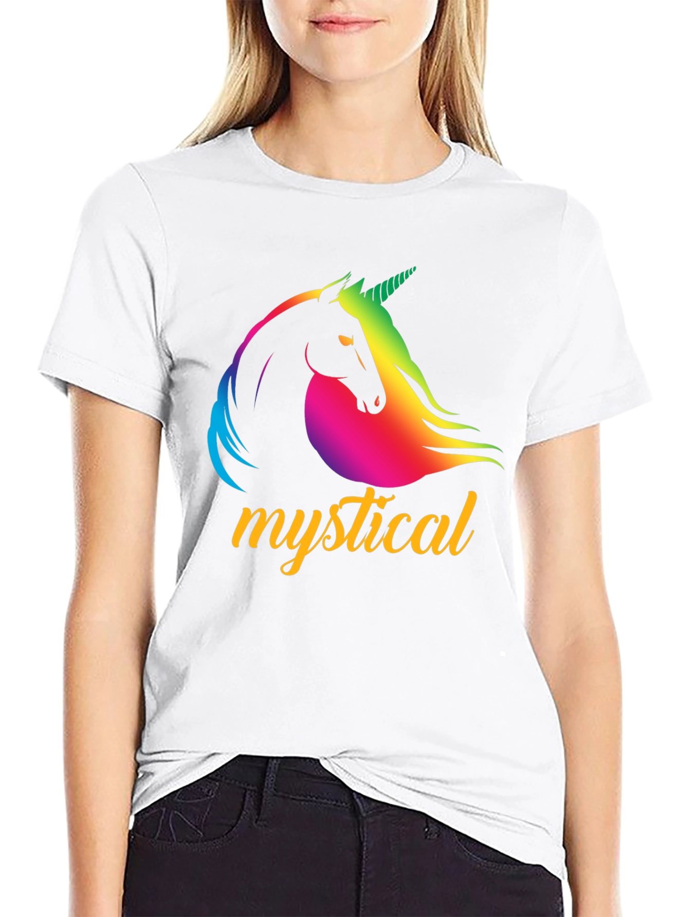 Mystical Unicorn Graphic Tee - Black Cotton T-Shirt