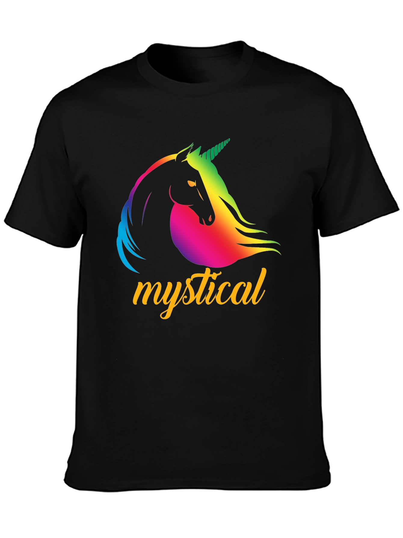 Mystical Unicorn Graphic Tee - Black Cotton T-Shirt