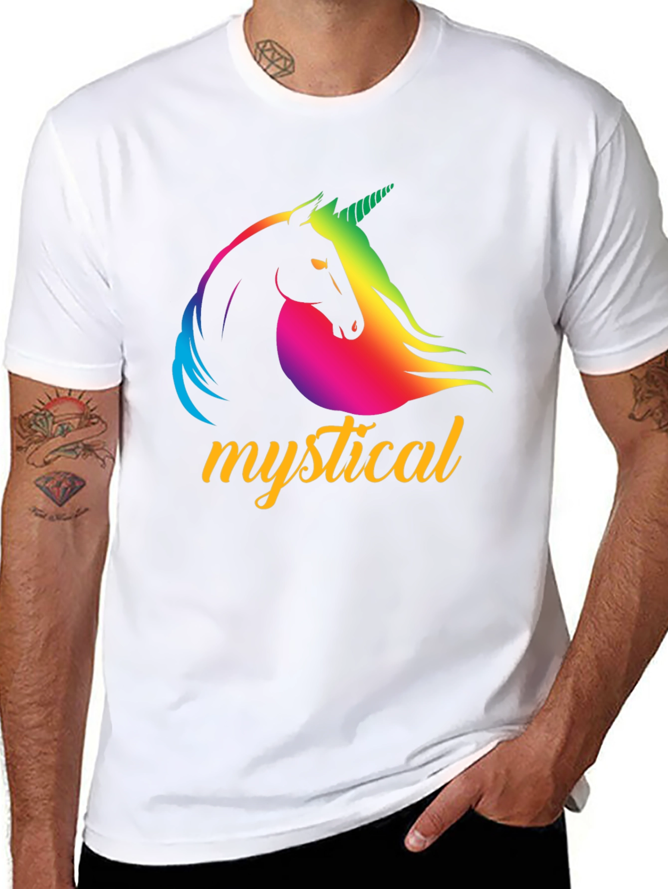 Mystical Unicorn Graphic Tee - Black Cotton T-Shirt