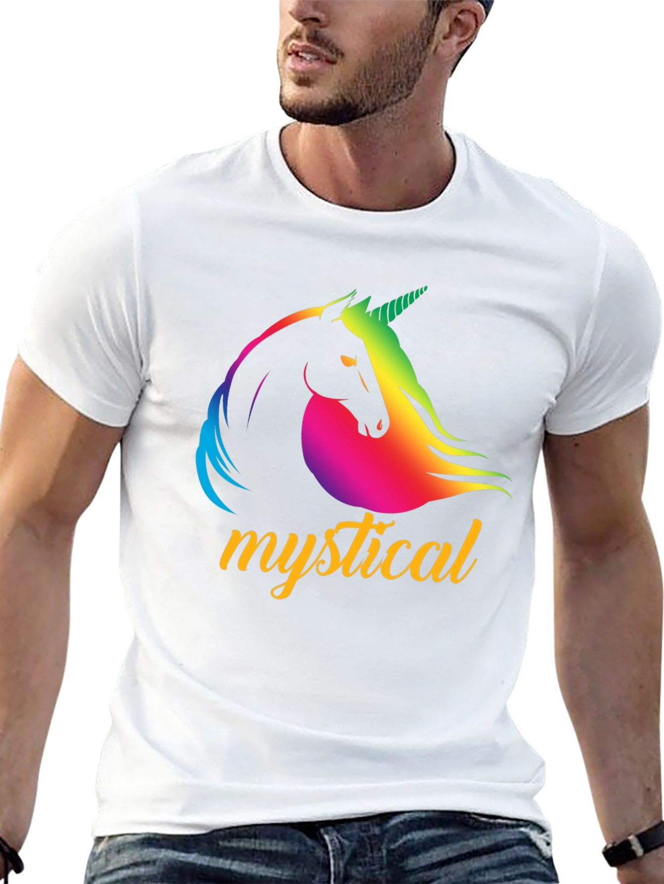 Mystical Unicorn Graphic Tee - Black Cotton T-Shirt