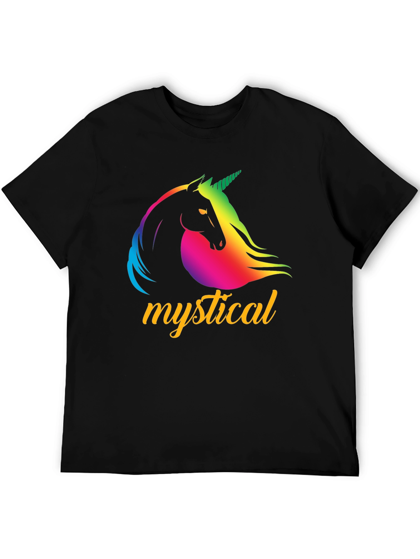 Mystical Unicorn Graphic Tee - Black Cotton T-Shirt